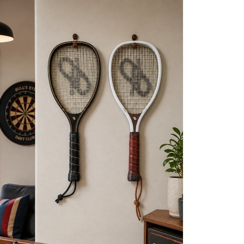 Vintage 1980s Aiko Racquetball Racquets Set of 2 Aiko Gold Retro Sports Decor